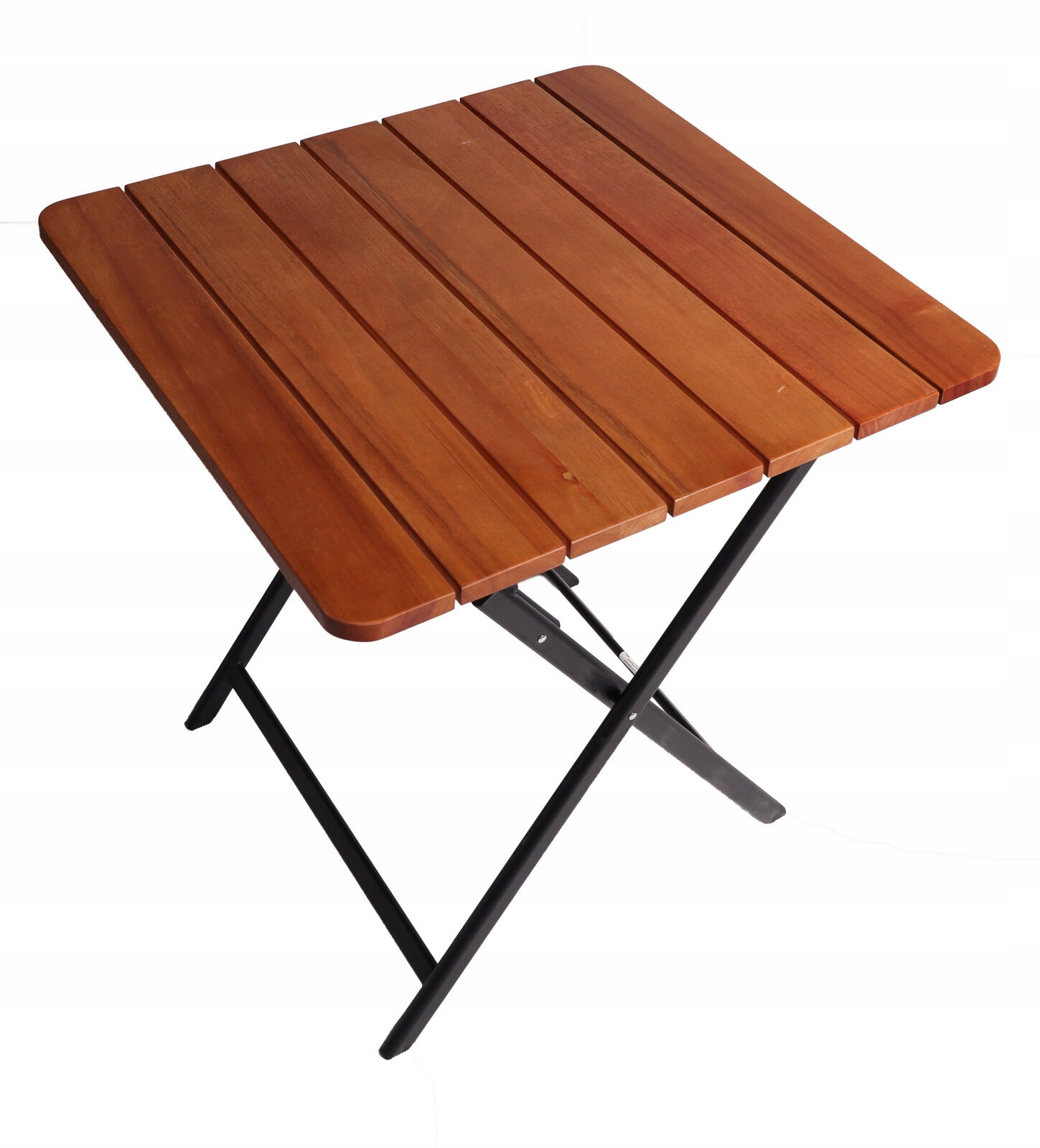 SKŁADANY OGRODOWY STÓŁ STOLIK Z DREWNIANYM BLATEM