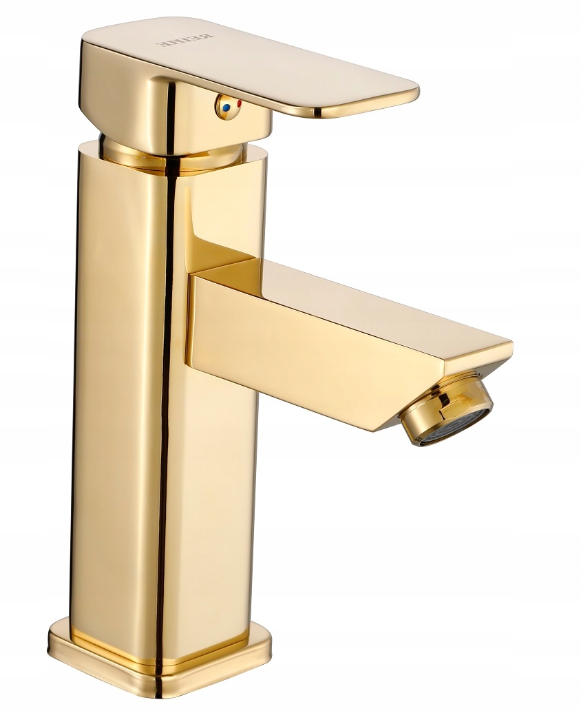 BATERIA umywalkowa CUBIC modern ZŁOTA loft GOLD