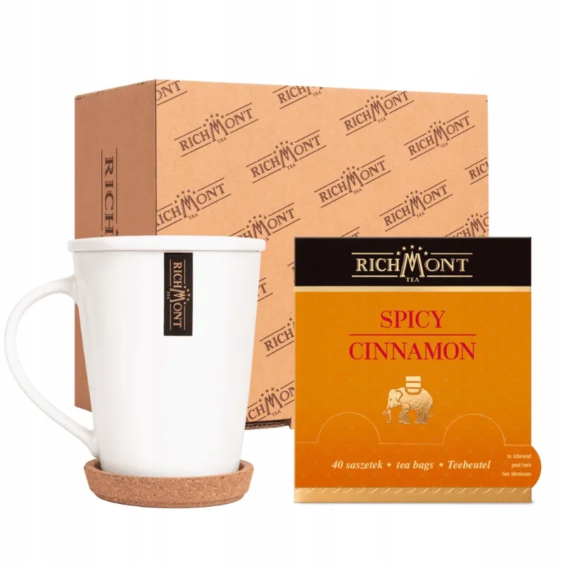 Herbatka Richmont Spicy Cinnamon 40 szt porcelanowy zestaw do herbaty
