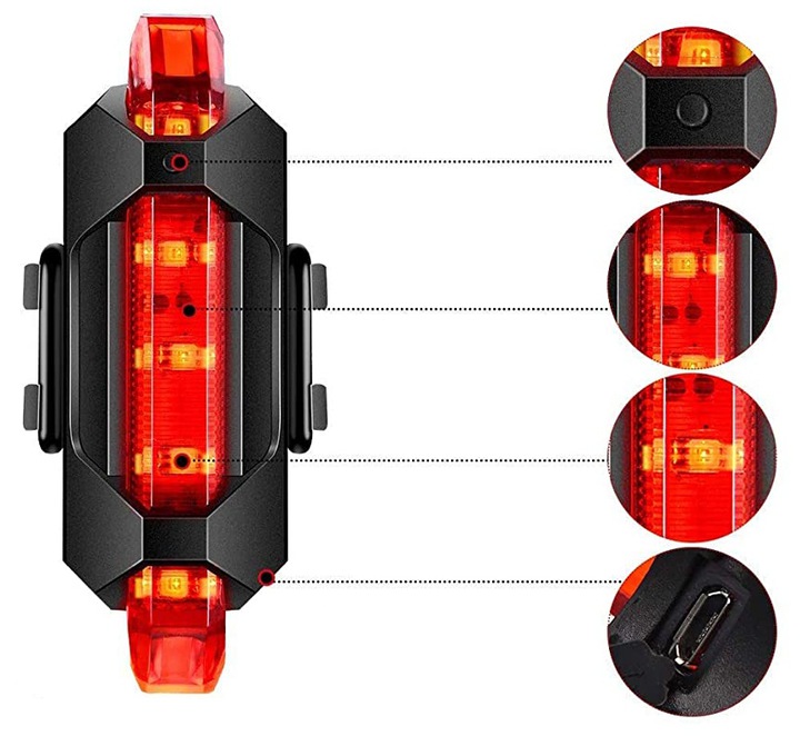 LAMPKA ROWEROWA LED PRZÓD + TYŁ ZESTAW ŚWIATŁA ROWEROWE USB WODOODPORNE Marka Retoo