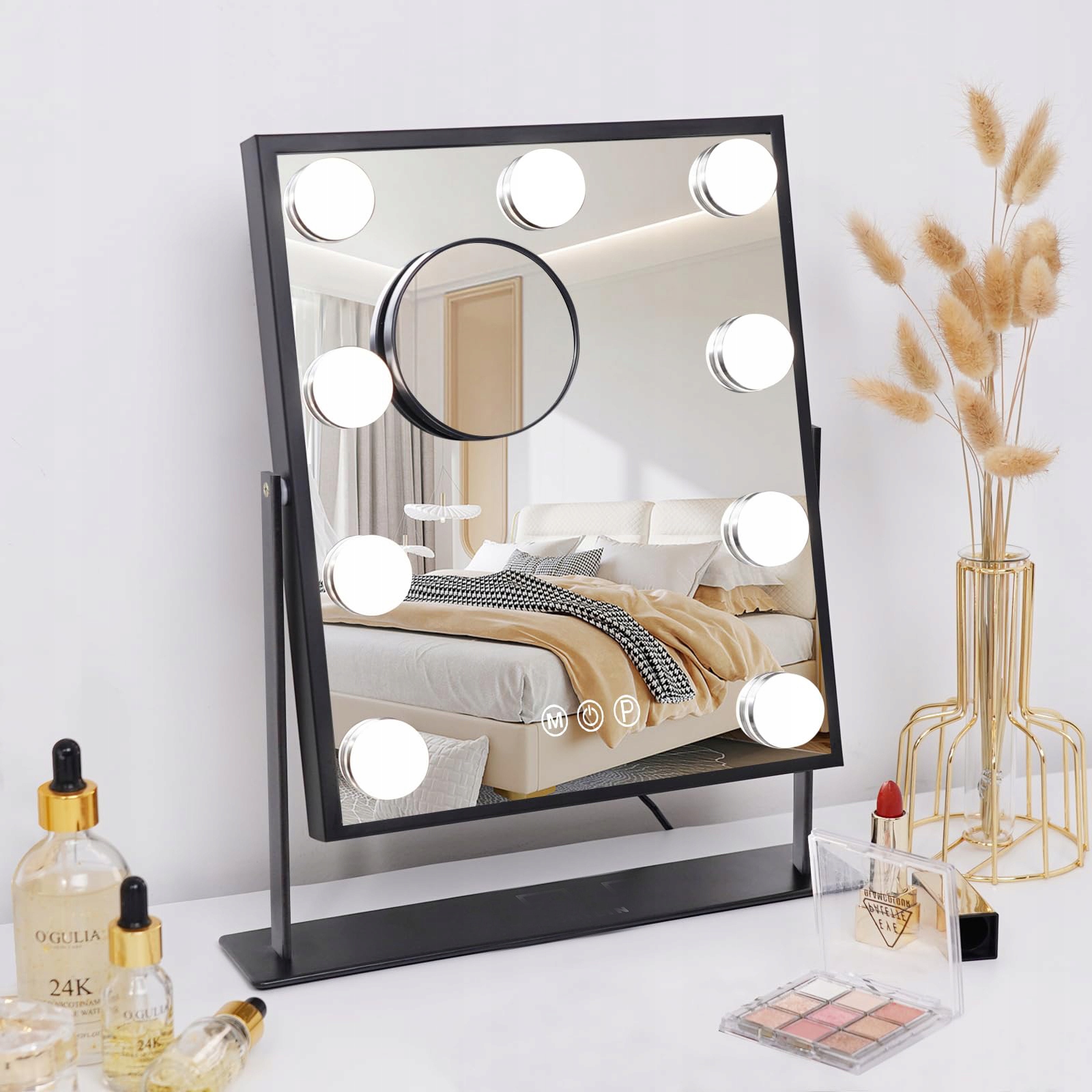 Kosmetické podsvícené zrcátko na make-up 9 Led Hollywood s 9 žárovkami