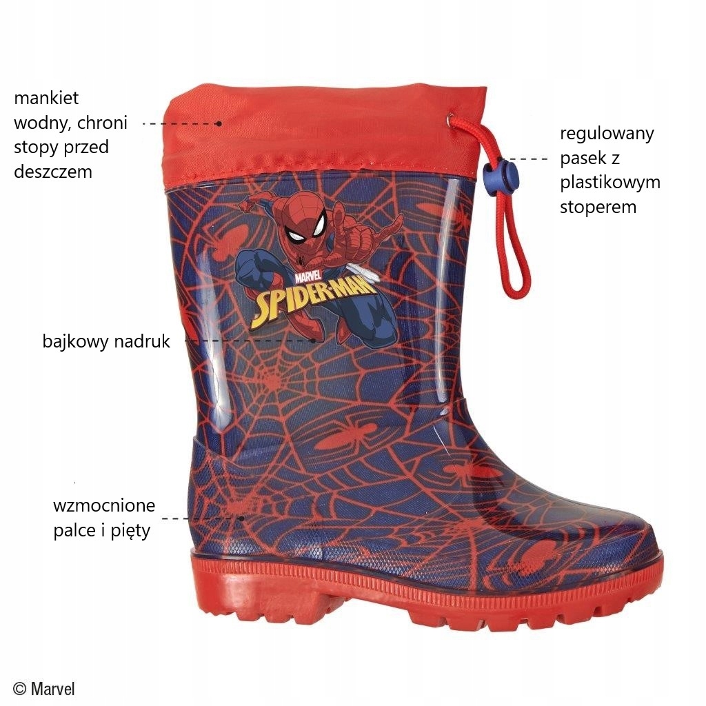 Kalosze dziecięce gumowe 98073 SPIDERMAN 30/31 Kolor niebieski