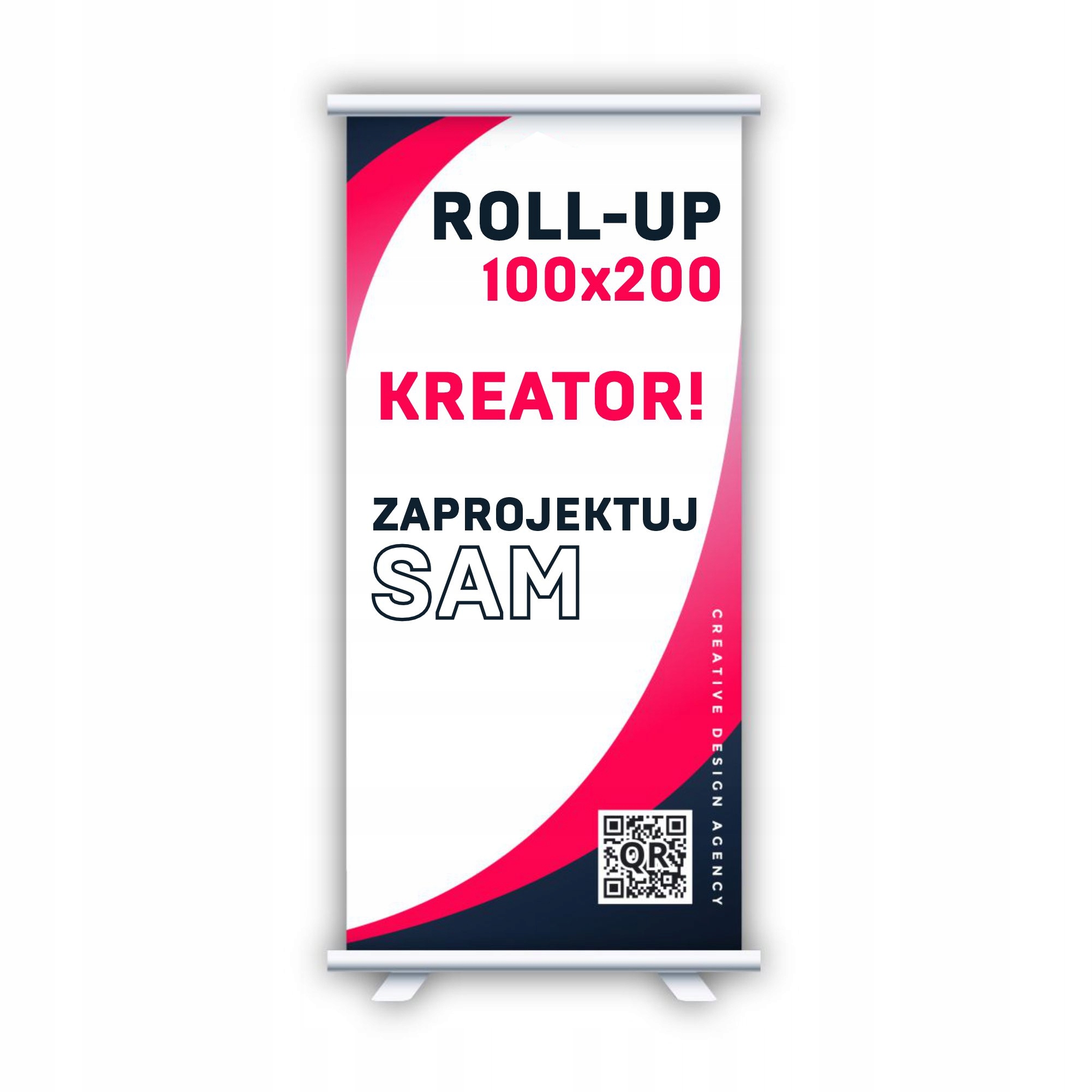 ROLLUP KREATOR 100x200cm kaseta + wydruk UV ROLL-UP własny projekt KREATOR