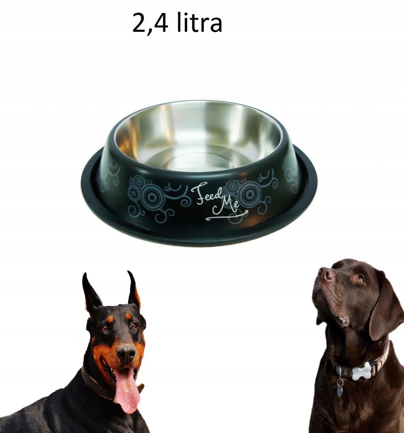 

Duży pies Miska czarna dla dużego psa 25cm 2.4l
