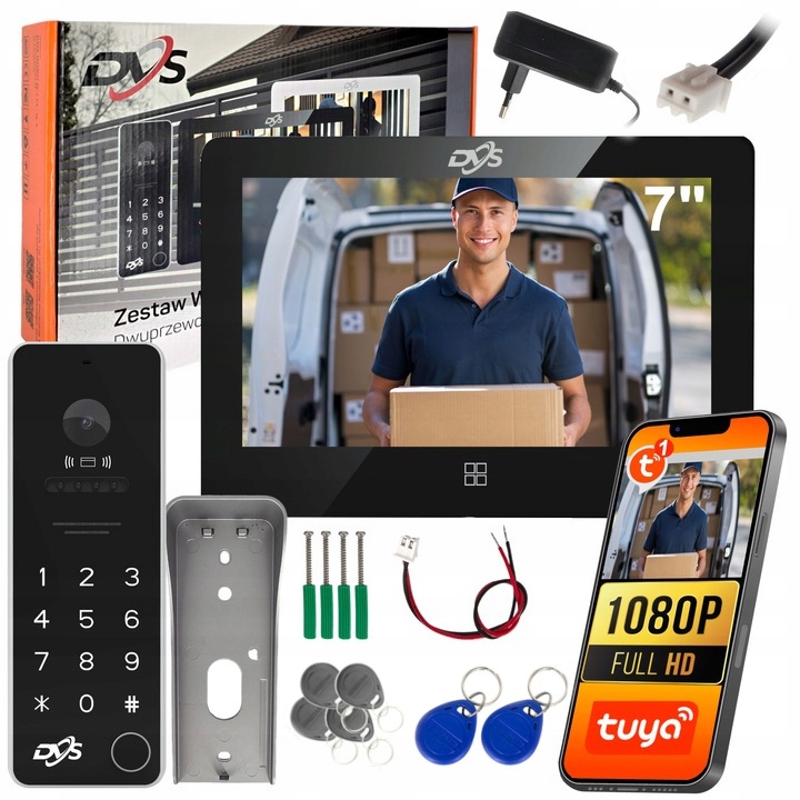 Videovrátnik Tuya Dvs Dotykový Monitor 7 Palcový Čierny Vonkajší Panel 2MP