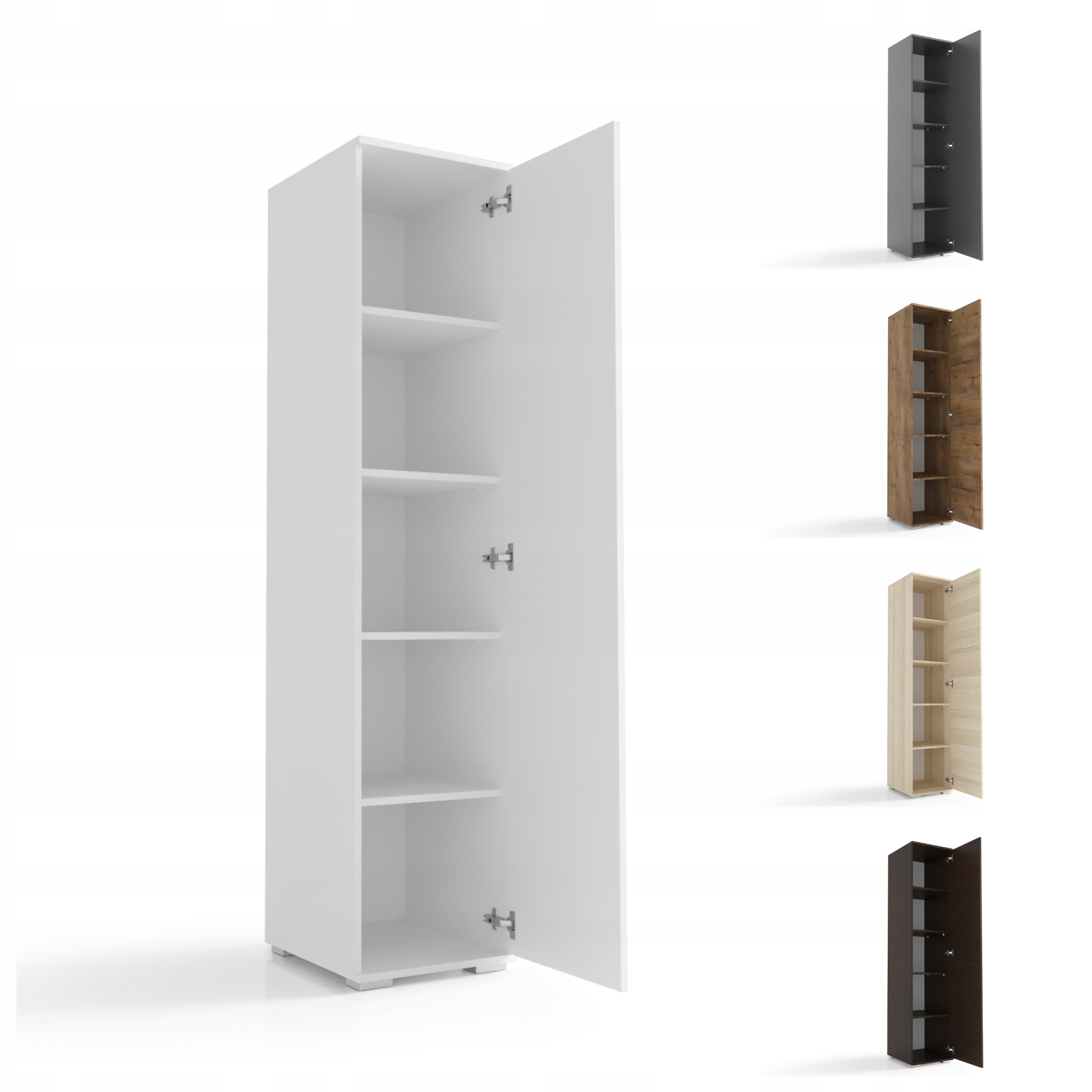 Regál Skříň s policemi 50 cm Bílý VK19P O-sofa Malá 1-dveřová poloskříň