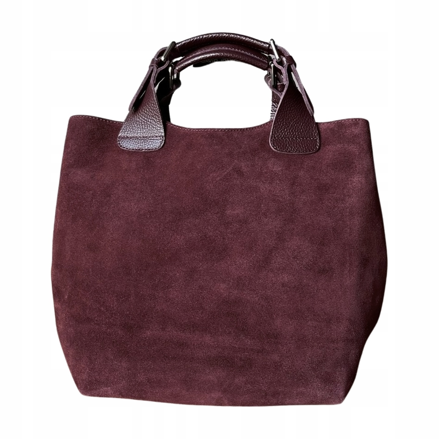 Bordowa zamszowa torebka shopper burgund Zamsz Naturalny Vera Pelle