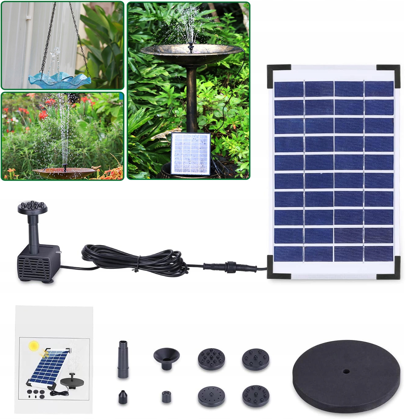 Solární Zahradní Fontána S Solárním Panelem Pro Zahradu, Pítko Pro Ptáky, Do Rybníčku