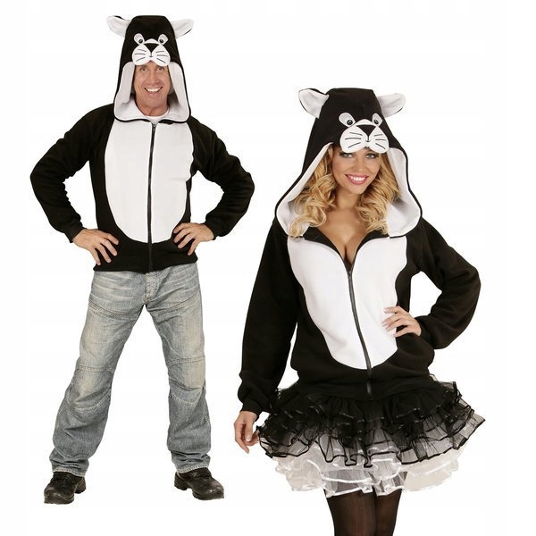 Kostým Mikina Kočka Kočička Černá S Kapucí Zvířata L/XL