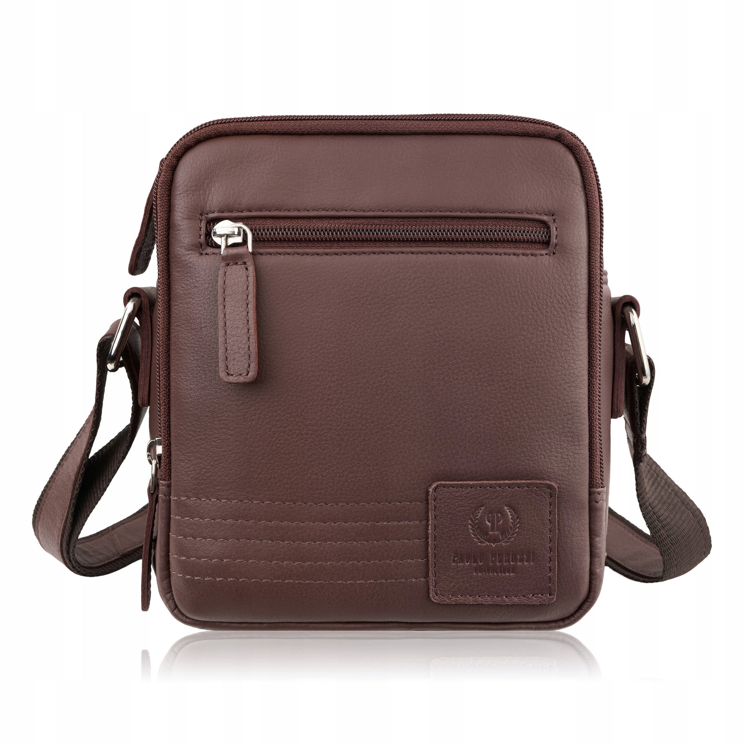 Saszetka męska skórzana na ramię brązowa mała miejska pojemna Paolo Peruzzi