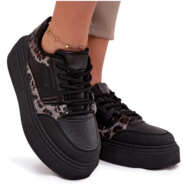 Dámské Tenisky Na Platformě Big Star SS274358 Panterka Černé 39