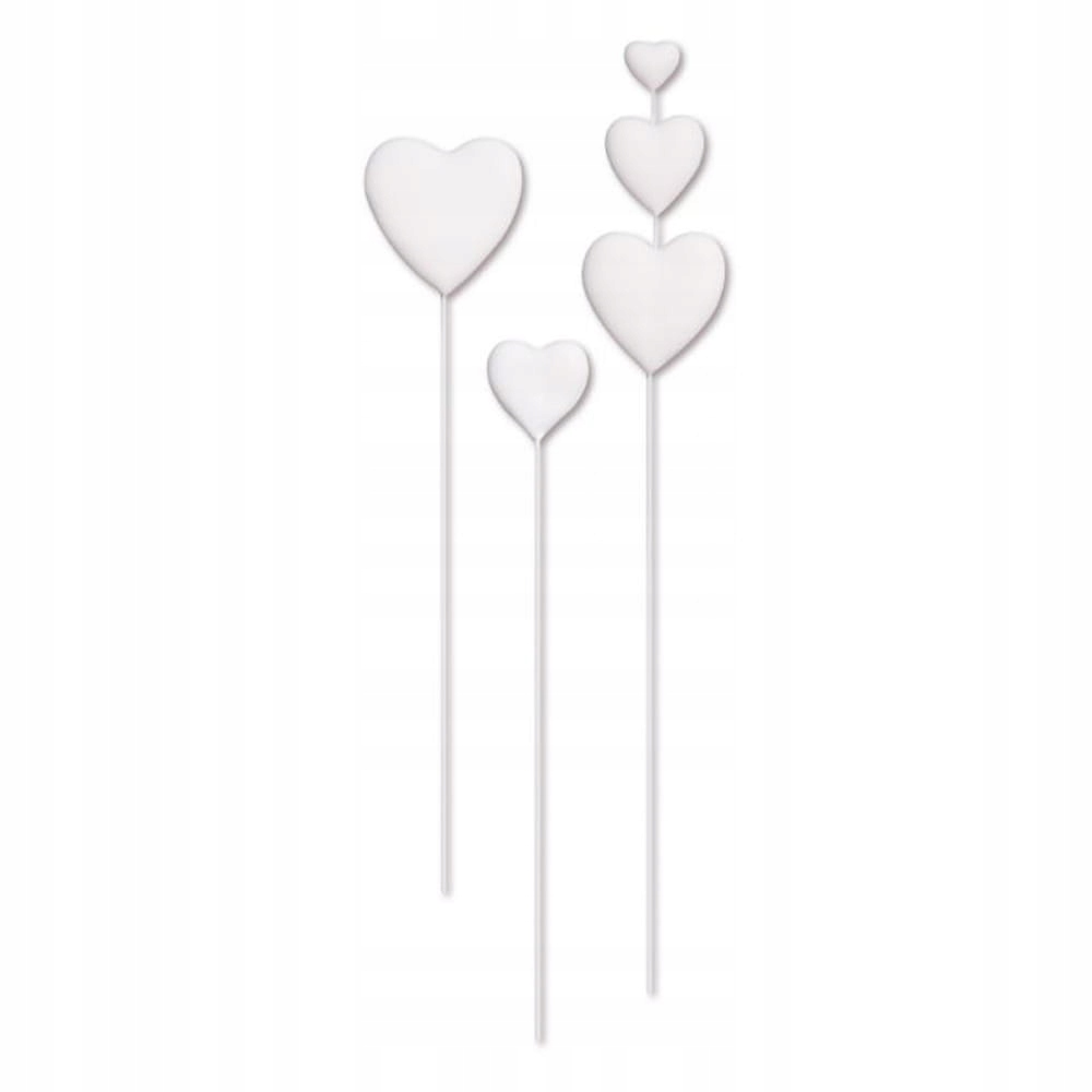 Pikery do babeczek na tort Serca Serduszka białe Modecor 100szt