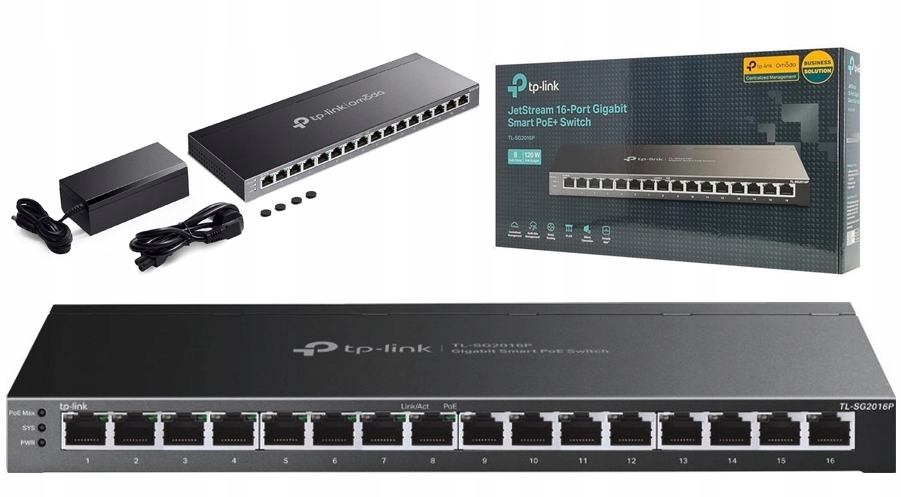 Gigabitový Switch Tp Link SG2016P Smart JetStream 16 portů (8xPoE)