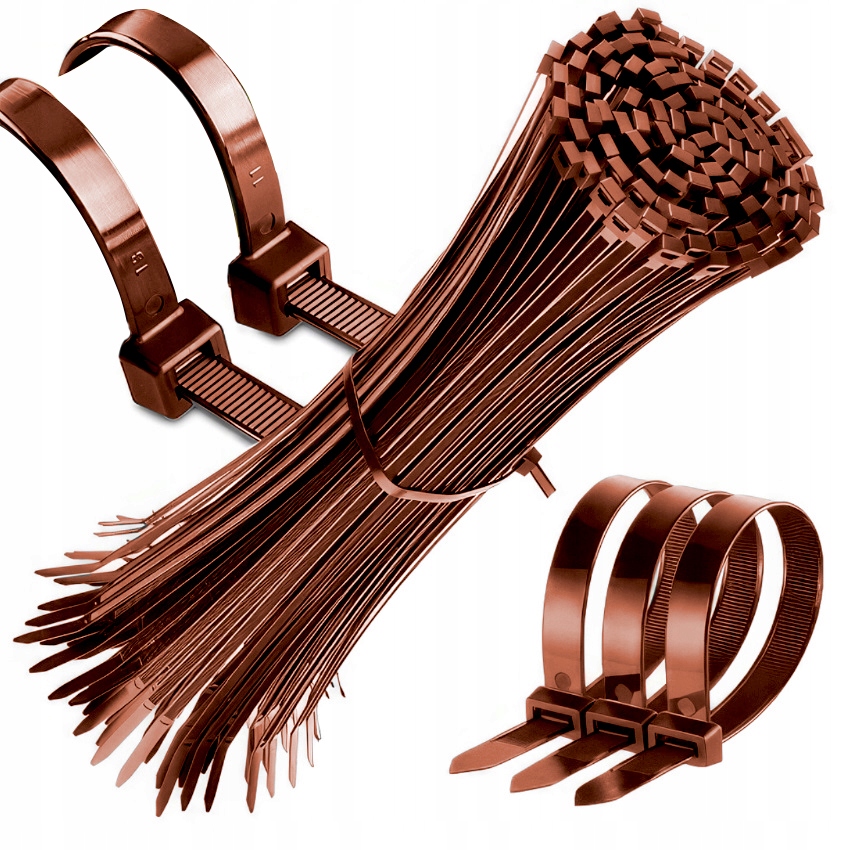 Mocne Opaski Zaciskowe Kablowe Trytki Brąz Taśma 2,5X200 100 Szt