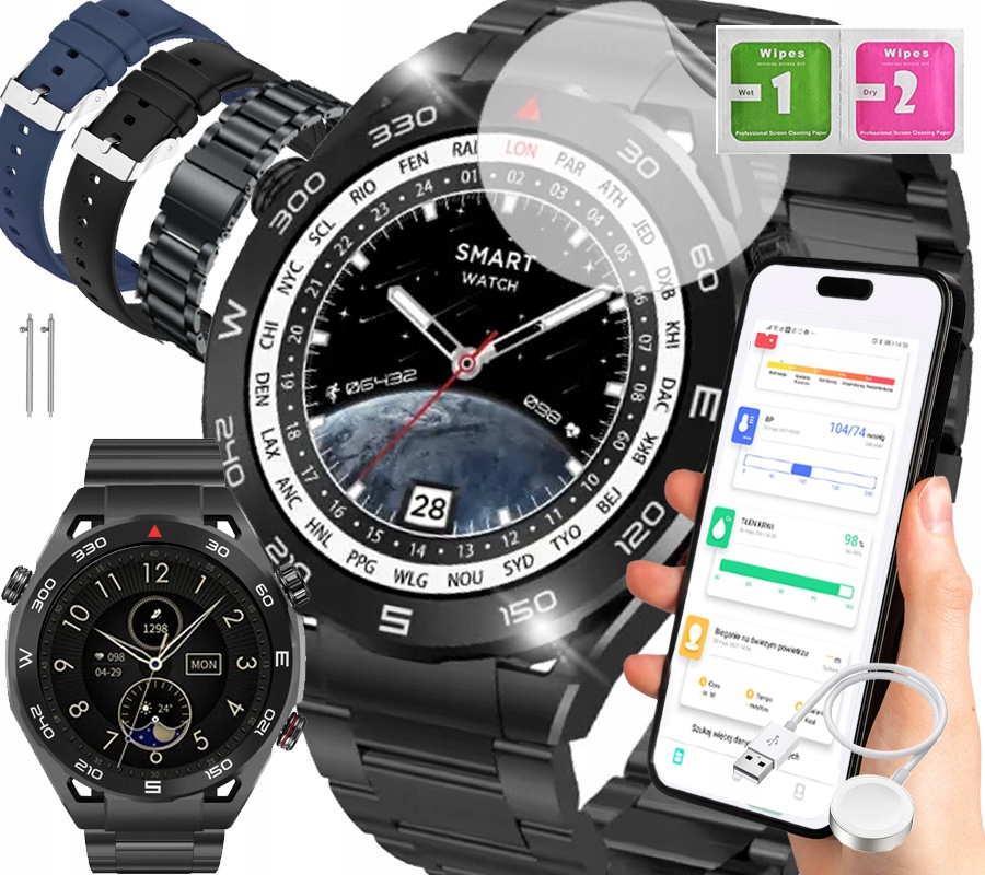 Hodinky Chytré Hodinky Pánské S Voláním Sada 3 Řemínků Fólie