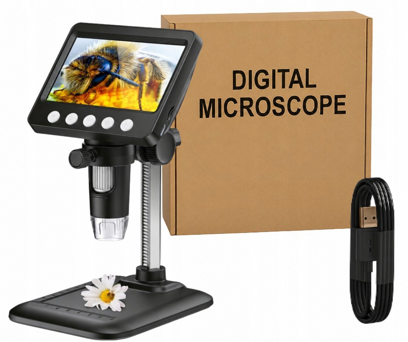 Digitální Mikroskop Přenosný Zoom 1000X Full Hd LCD Displej 4,3" Led 2MP