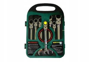 

Klucze płasko-oczkowe przegubowe z grzechotką 7szt