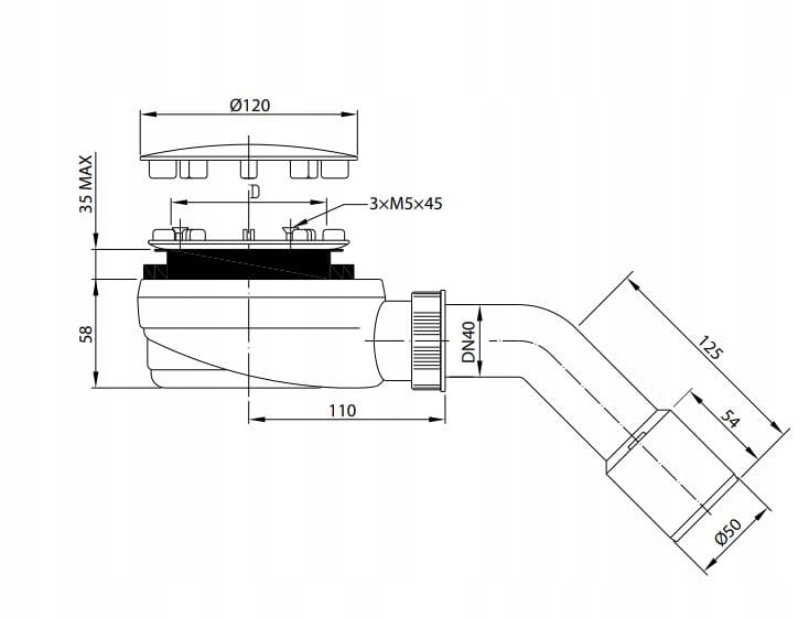 Radaway syfon czyszczony od góry 90 mm R580 Black EAN (GTIN) 5902738069487