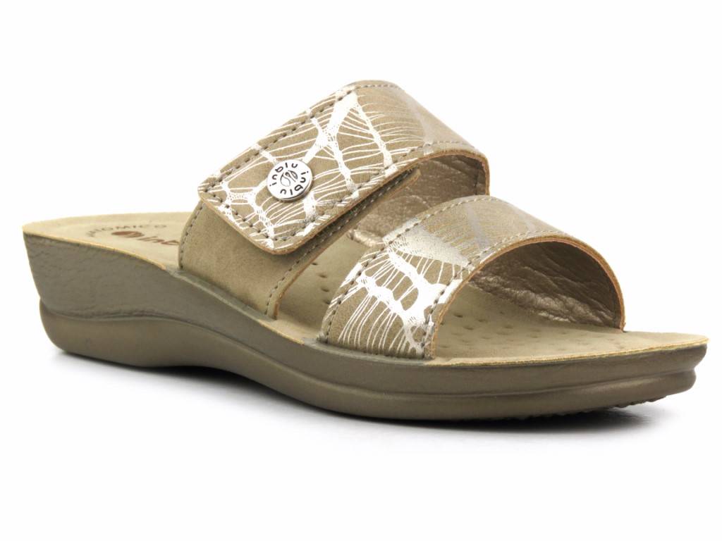 KLAPKI DAMSKIE INBLU VR-60 ZŁOTE BUTY NA LATO RZEP Marka Inblu