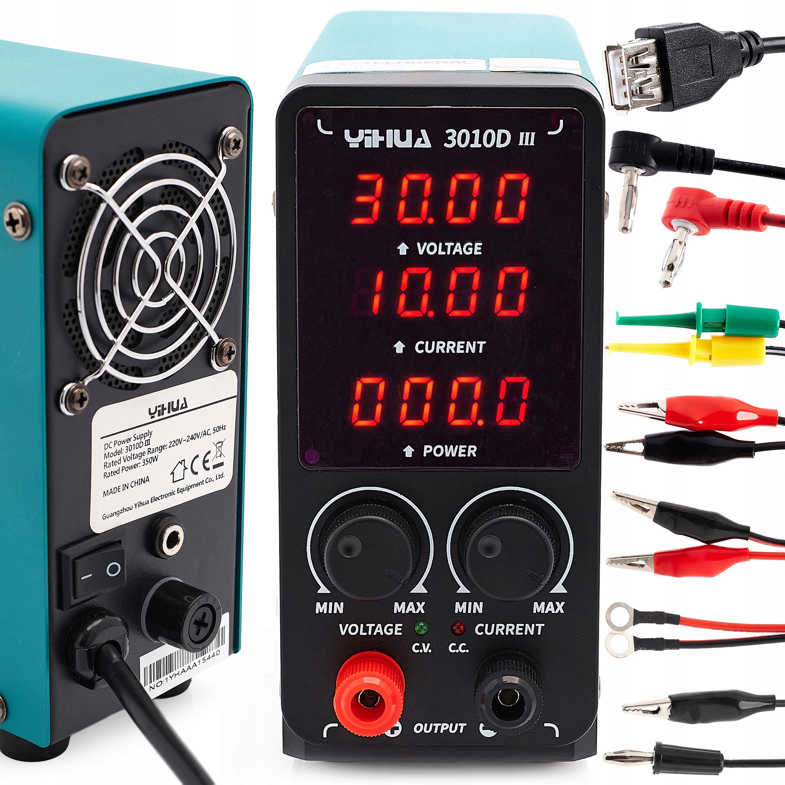 Regulovatelný laboratorní napájecí zdroj Yihua 3010D III 30V 10A Kabely 60 cm