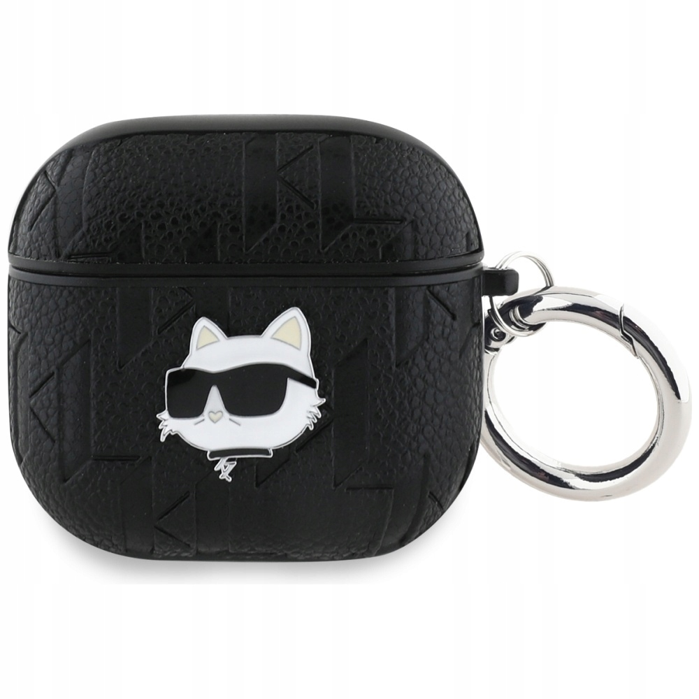 Etui Do Airpods 4 Karl Lagerfeld Monogram Choupette Head Czarny