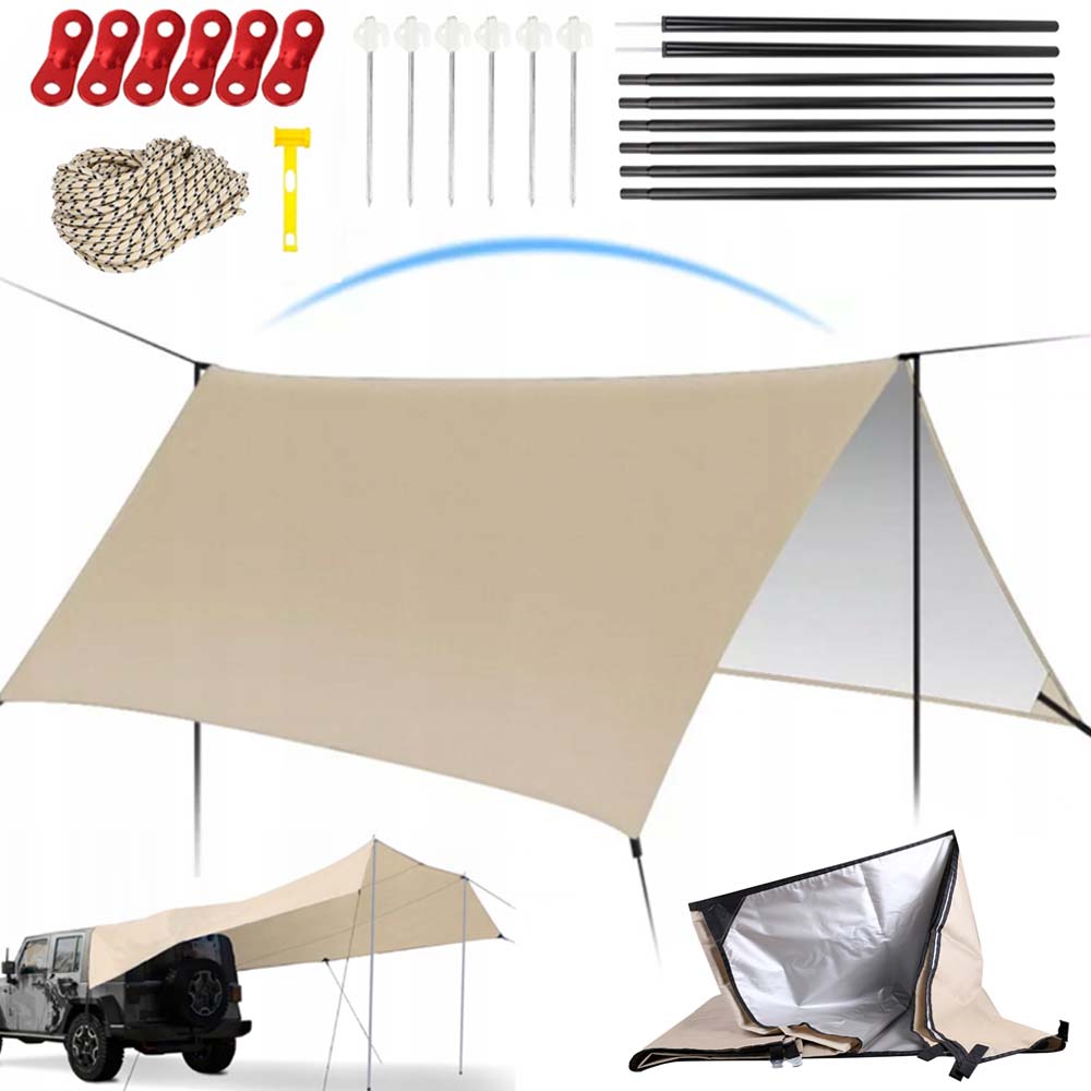 Tarp Płachta Biwakowa Wodoodporna Termiczna 3X3M Żagiel Przeciwsłoneczny