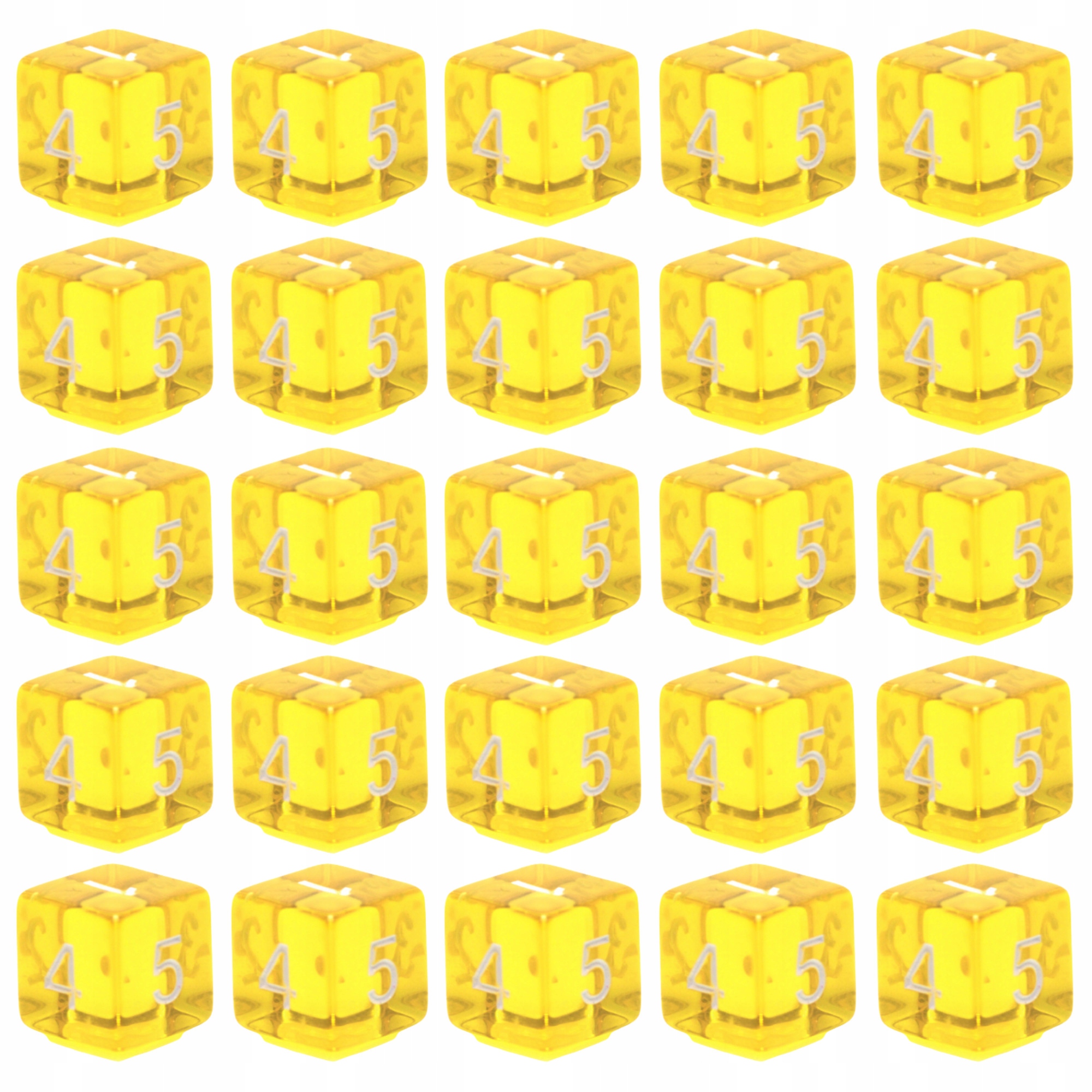 ZESTAW 25 KOSTEK K6 RPG KOŚĆ SZEŚCIOŚCIENNA SŁONECZNY KAMIEŃ 1,6 CM