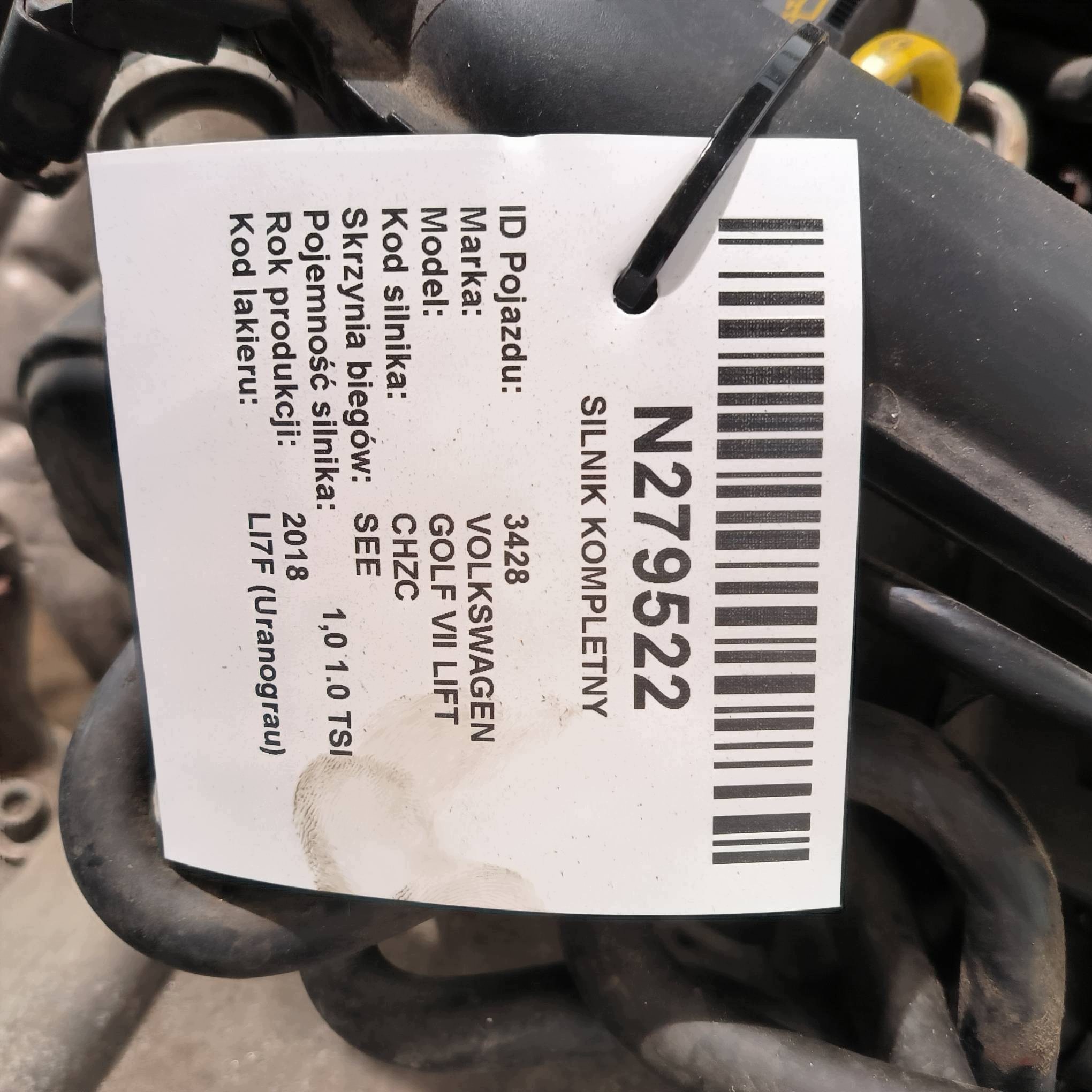 engine complete CHZC 1.0 TSI VOLKSWAGEN GOLF VII