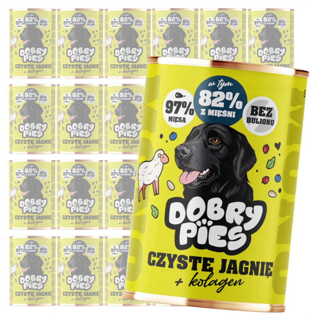 Levně Dobry Pies Mono 24x400g Monoproteinové Krmivo Pro Psy Jehněčí s kolagenem