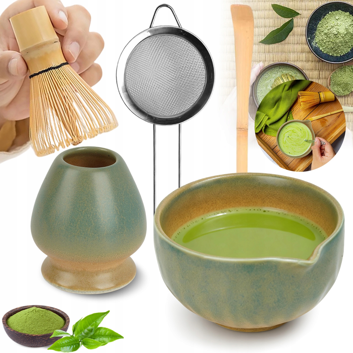 Levně Sada Metličky A Štětce Na Matcha Čaj, Elegantní, Ideální Jako Dárek