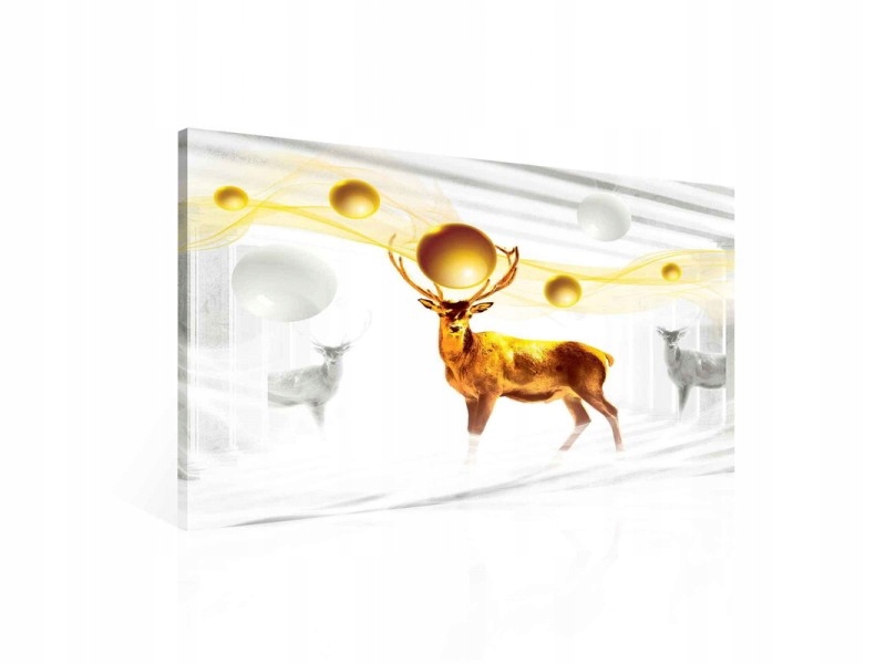 Obraz 100x75 Jelen zlato mystika příroda zima les lesk magie sníh