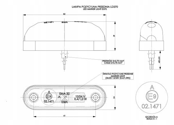 Horpol LED Obrysowa Owalna Biała Producent części Horpol