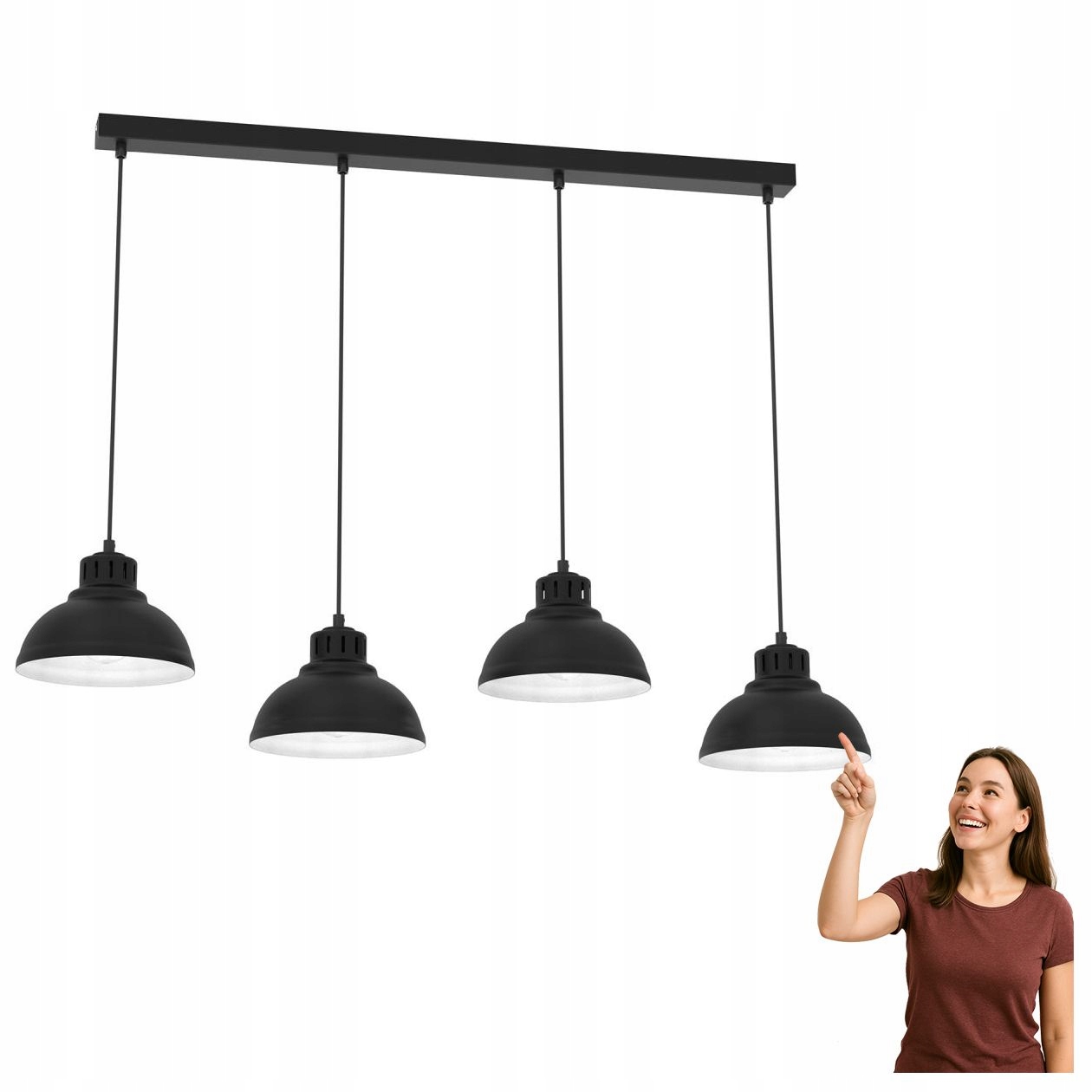 Černá čtyřbodová závěsná lampa na liště Sven 9095 Luminex