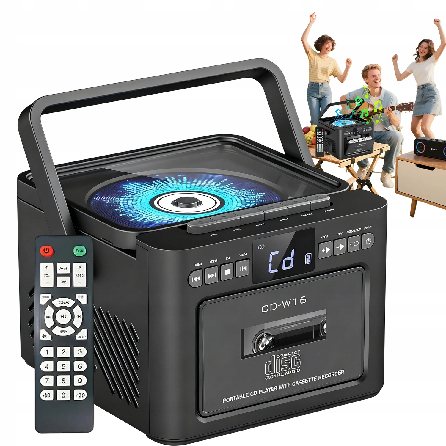 CD Přehrávač S Funkcí Nahrávání Bluetooth Rádio Usb S Kazetou