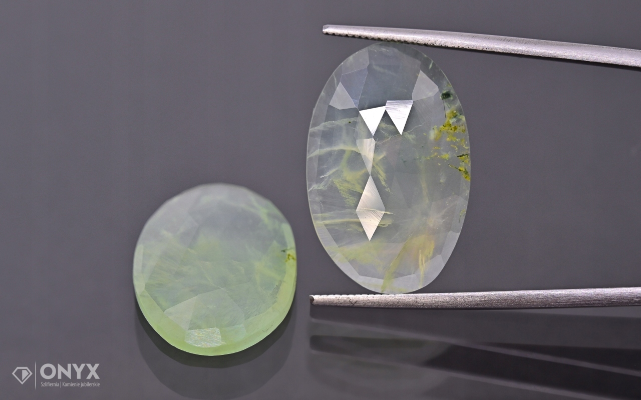 Prehnit fasetovaná rozeta Para ovál 23x15 mm