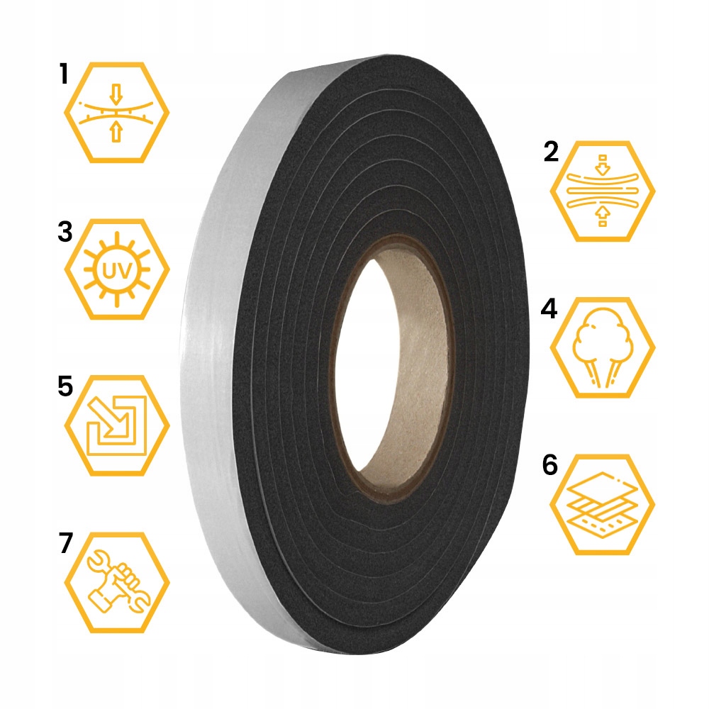 TAŚMA ROZPRĘŻNA USZCZELKA DACHOWA DO OKIEN DRZWI 20MM 60MM 3mb CZARNA Marka DR