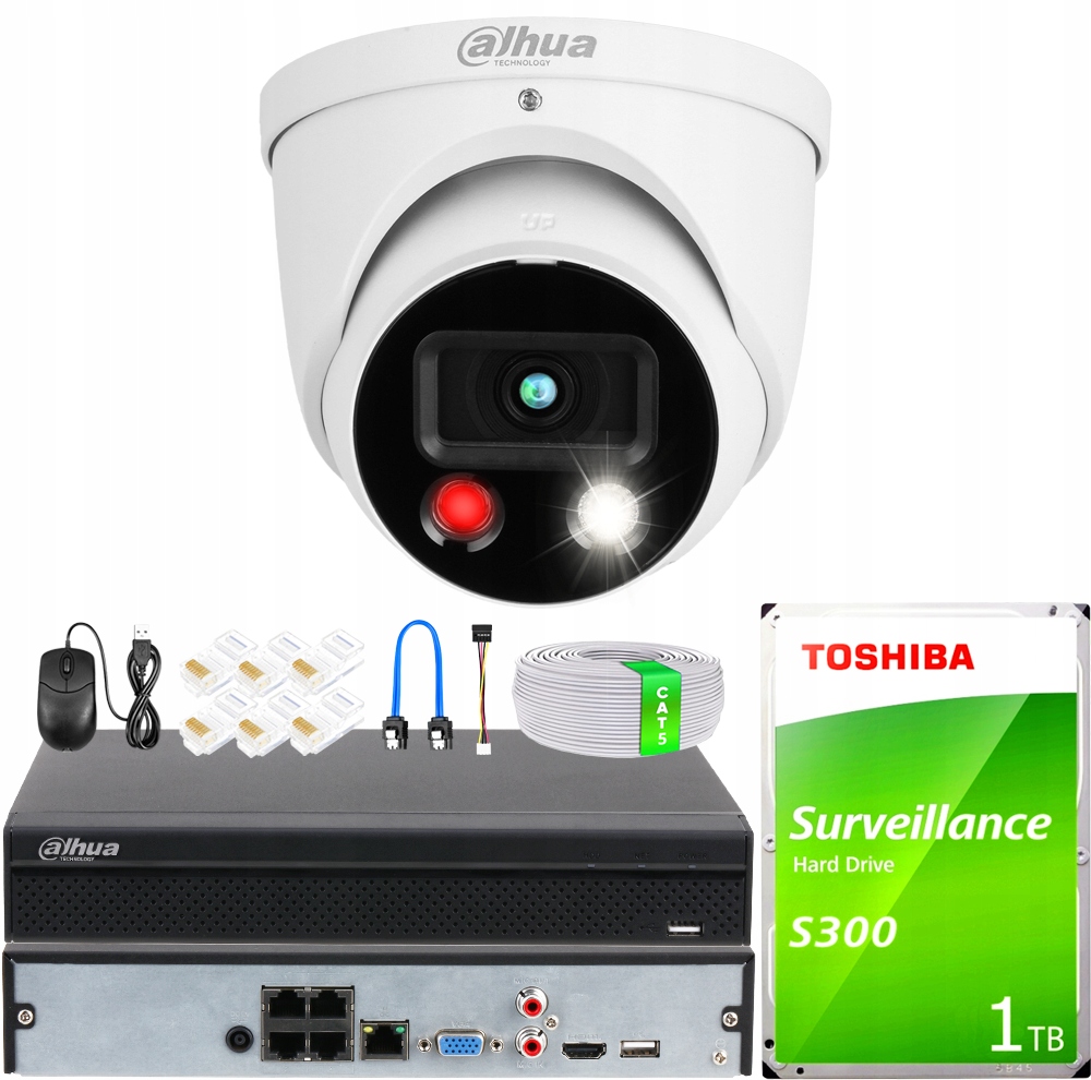 Ip monitorovací sada pro domácnost Kamera Dahua 5Mpx Led/ir rekordér 4CH 1TB