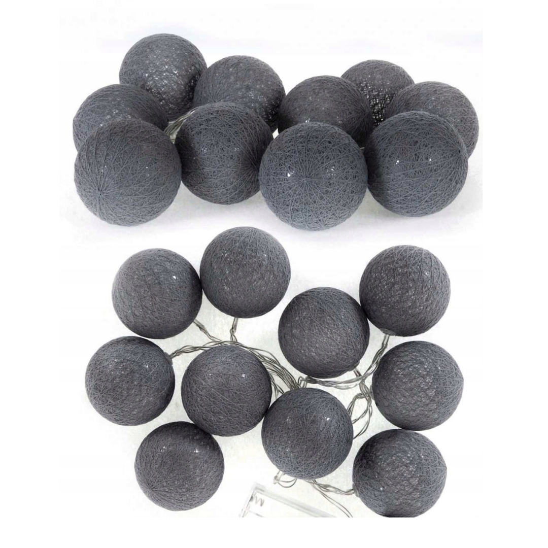 

Cotton Balls Loft Czarne Lampki Girlandy Kule 10X