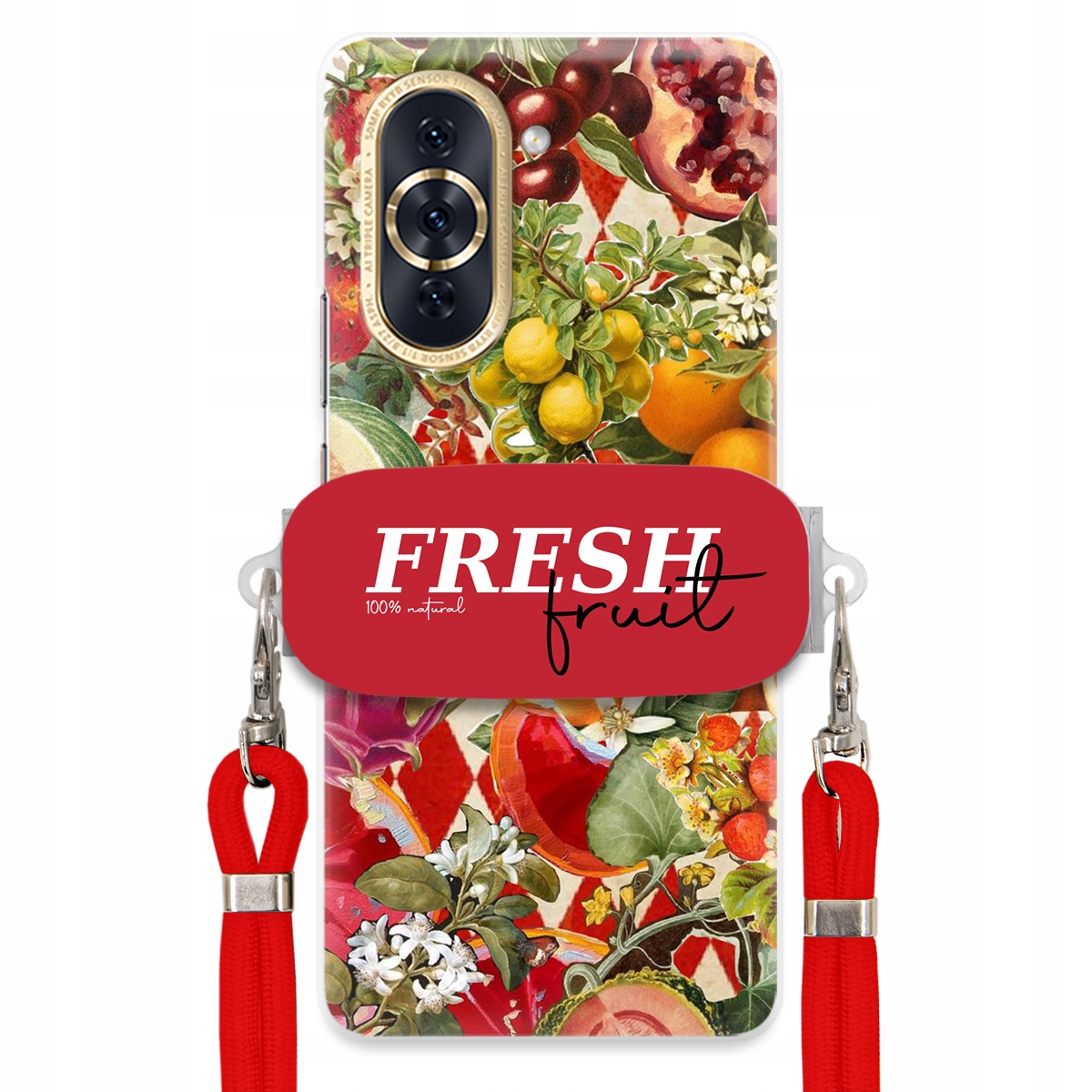 Puzdro pre Huawei Nova 10 Pro Červená Crossbody šnúra držiak Fresh Fruit