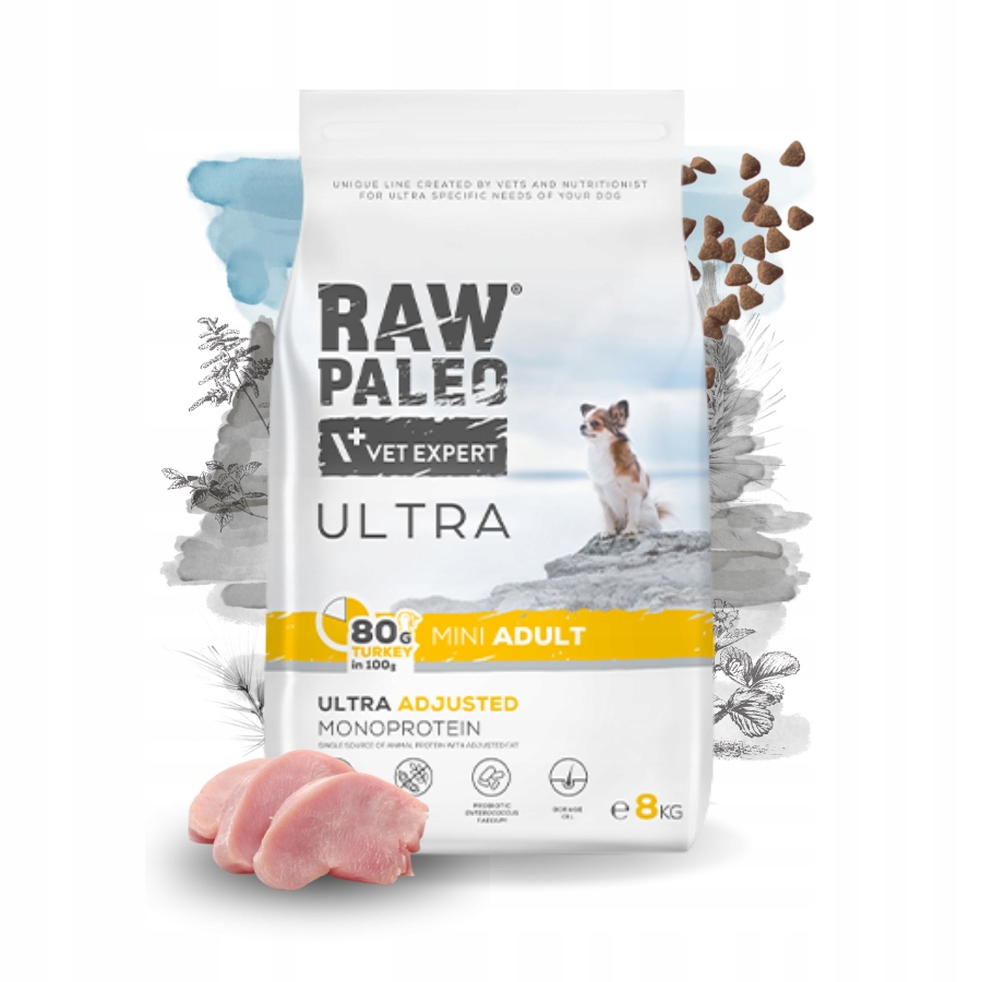 Raw Paleo Ultra Mini karma dla psów dorosłych Indyk Małe rasy 8kg