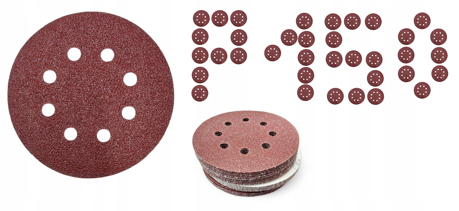 Papier Ścierny Krążek 125 Na Rzep Otwory Szlifierki Oscylacyjnej P150 50szt