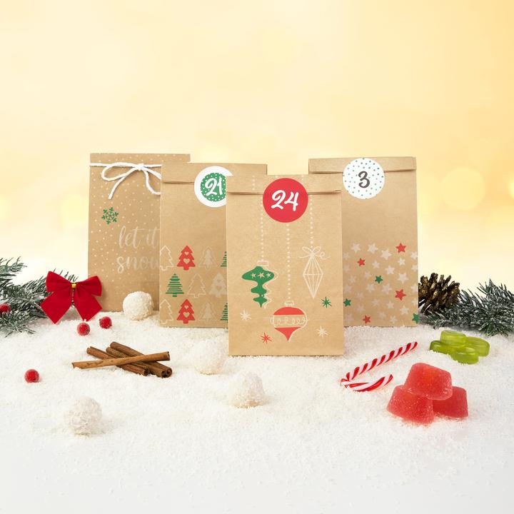 KALENDARZ ADWENTOWY TOREBKI PAPIEROWE DIY 24 SZTUKI Kształt prostokąt
