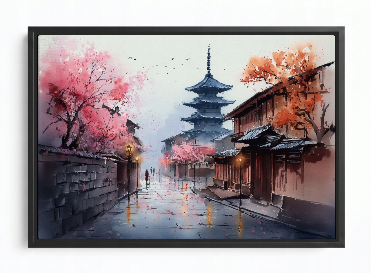 Obraz Rám American Box Asie Japonsko Kjóto Město Pagoda Višeň 60x40
