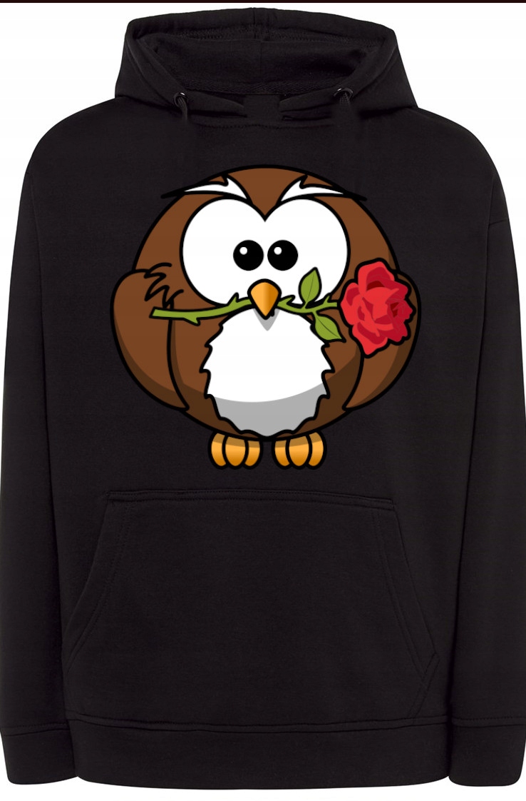 Sova mikina s kapucí Valentýn s potiskem vel. S