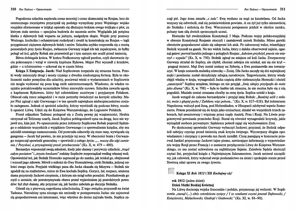 PAN TADEUSZ Z OPRACOWANIEM - ADAM MICKIEWICZ NOWA ISBN 9788373271920