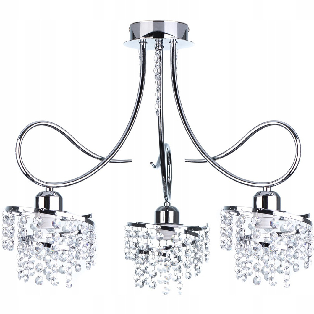 Żyrandol Lampa Wisząca Sufitowa Żyrandol Led Bajkał 3 plafon chrom kryształ