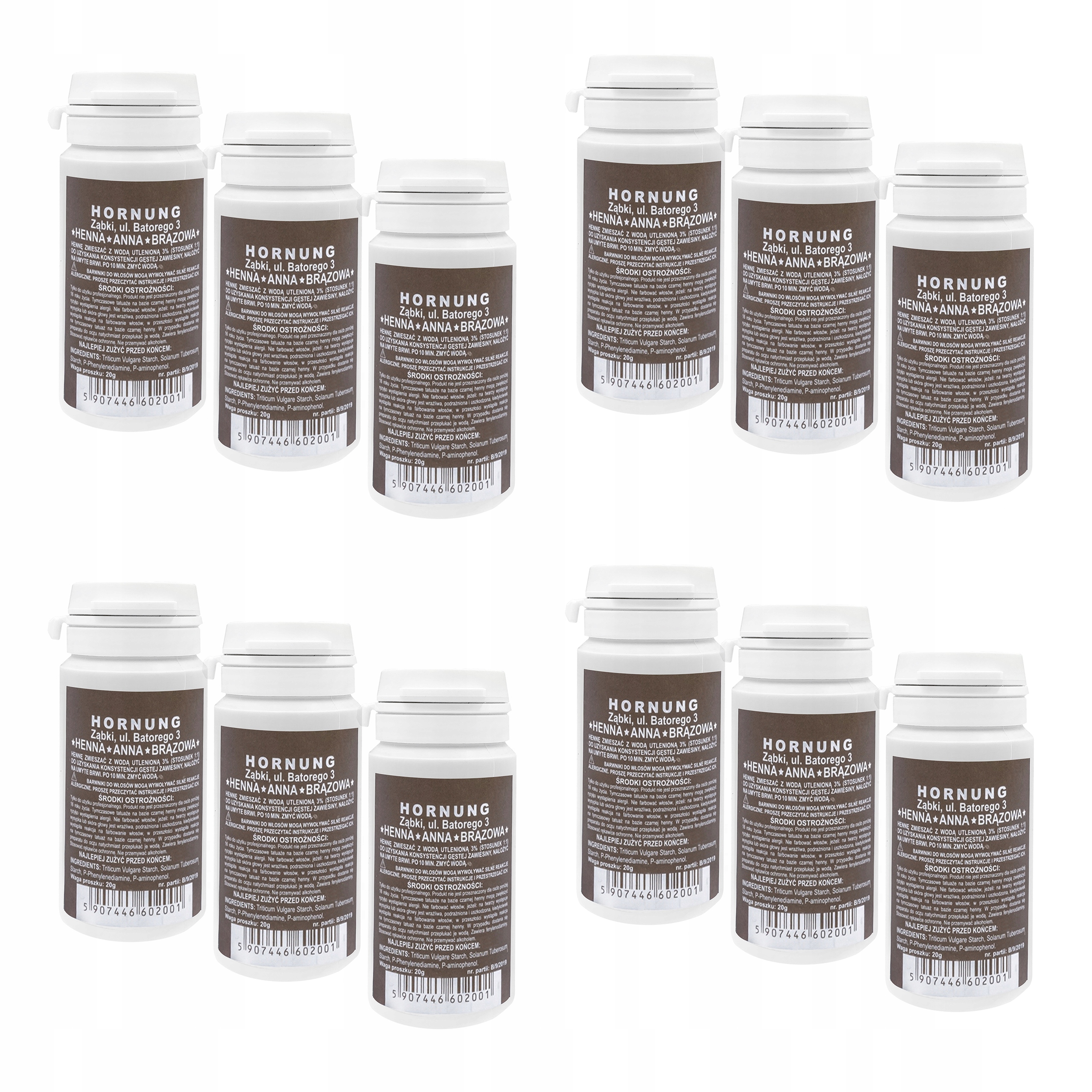 Hnědá kosmetická henna na obočí v prášku Prášková hnědá Hornung 12 x 20 g