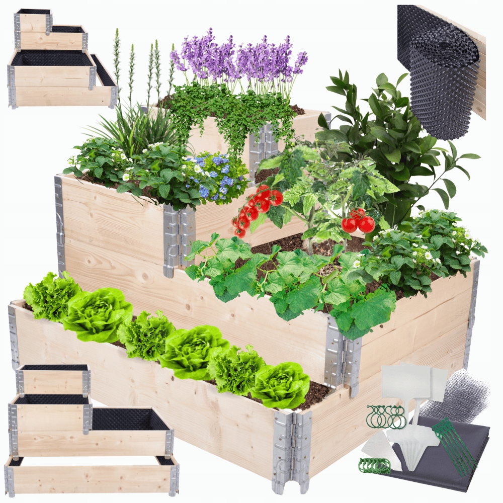 Vyvýšený patrový záhon s nastavitelnou impregnací Fólie Kelímky 60x120x100