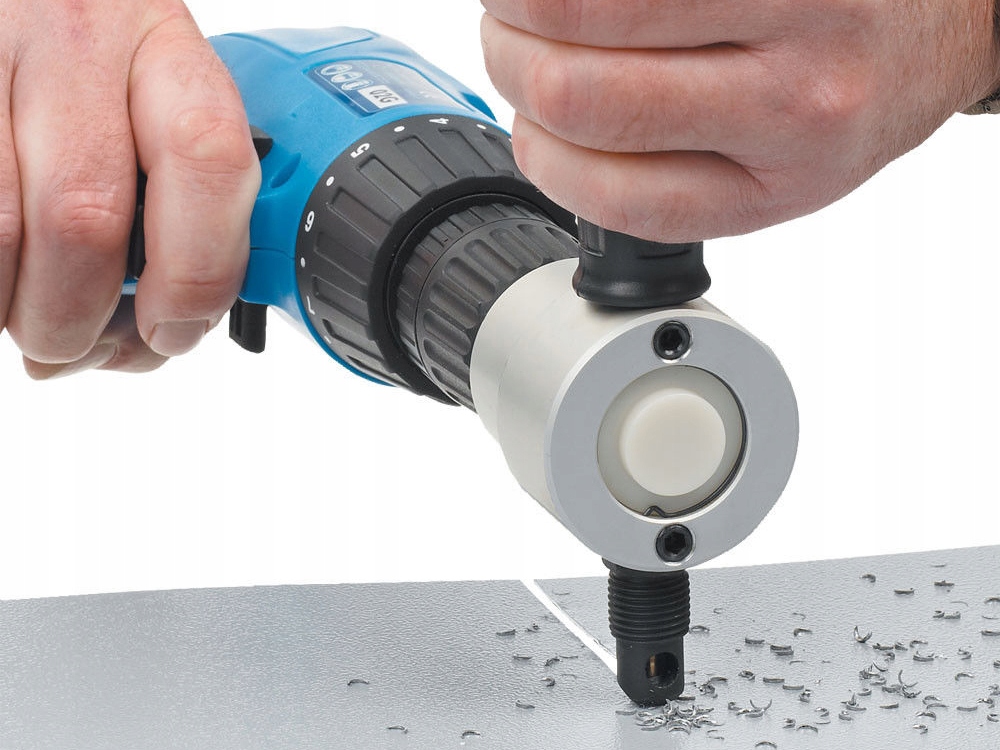 PRZYSTAWKA DO CIĘCIA BLACHY NOŻYCE NA WIERTARKĘ Waga produktu z opakowaniem jednostkowym 0.44 kg