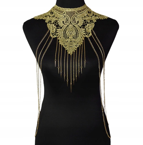 BIŻUTERIA RETRO OZDOBA NA CIAŁO ŁAŃCUSZEK KORONKA